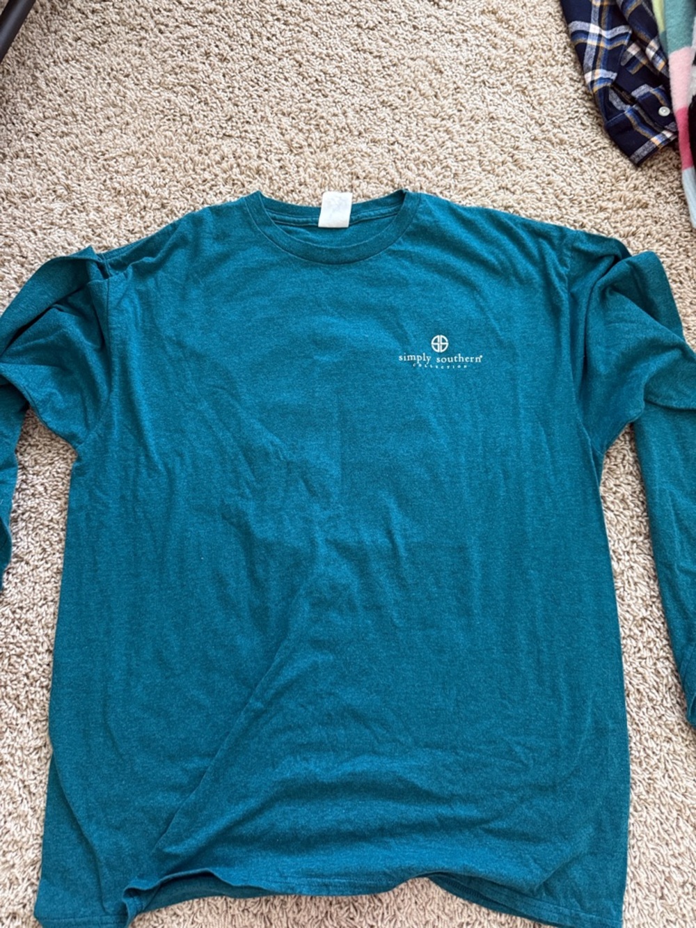 Simply Southern Men's Teal Long Sleeve Crewneck with Small Logo